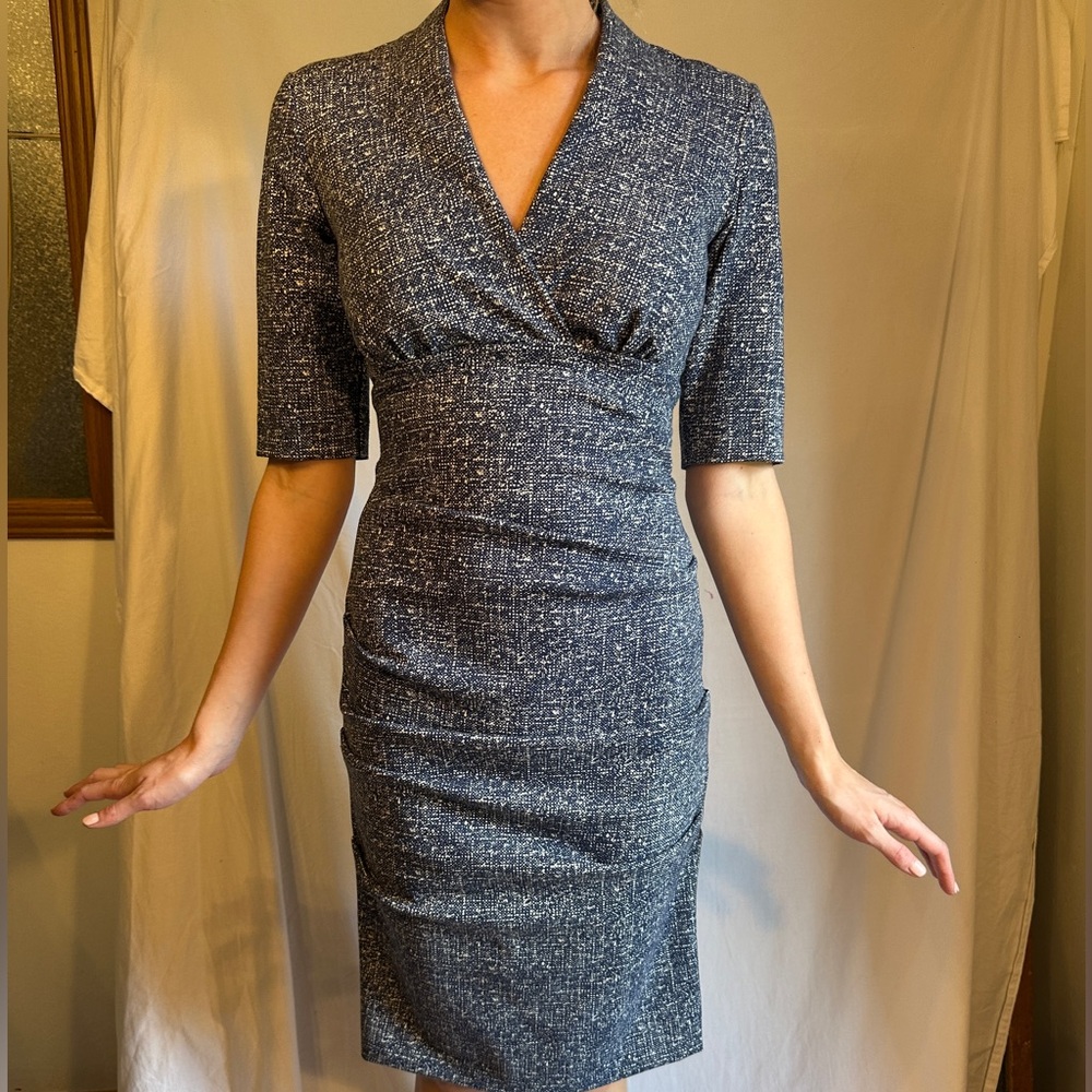 Nicole Miller Elegant Navy Midi Dress